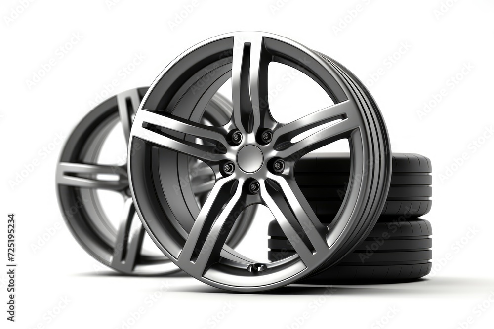 Obraz premium wheels with tires isolated on white background