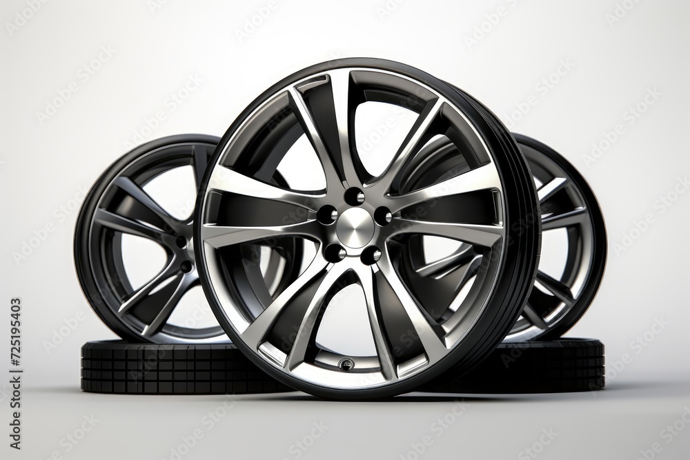 Fototapeta premium wheels with tires isolated on white background
