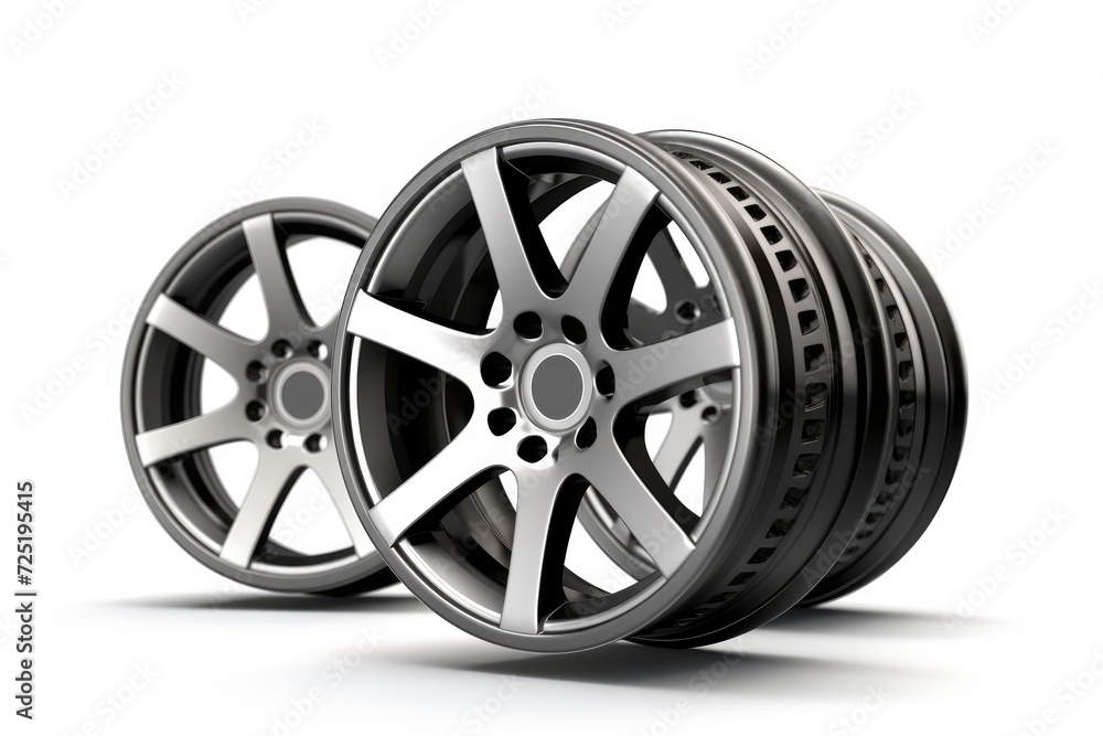 wheels with tires isolated on white background