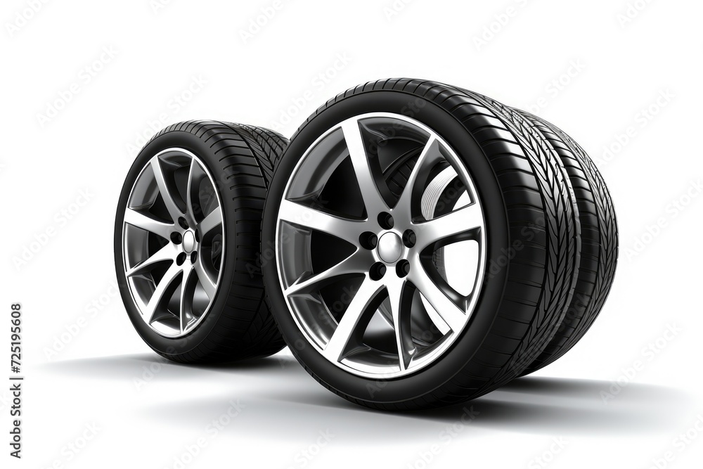 wheels with tires isolated on white background
