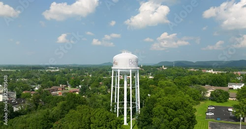 American water tower in old town Berea, Kentucky with logo Where art's alive. Historical American city architecture. Old city in Madison County, USA photo