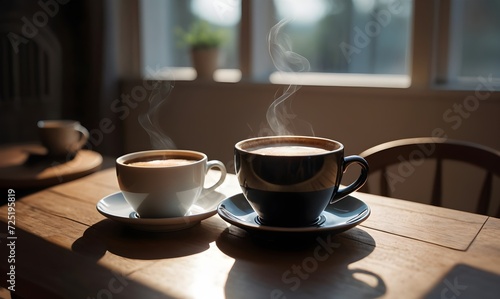 Wallpaper Mural Two Cups Of Coffee On Table Torontodigital.ca