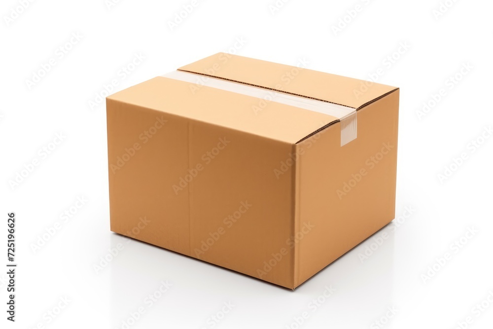 Close-up cardboard box on white background Close-up cardboard box on white background