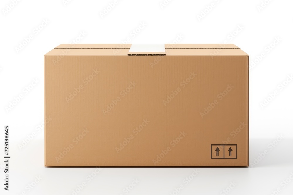 Close-up cardboard box on white background Close-up cardboard box on white background
