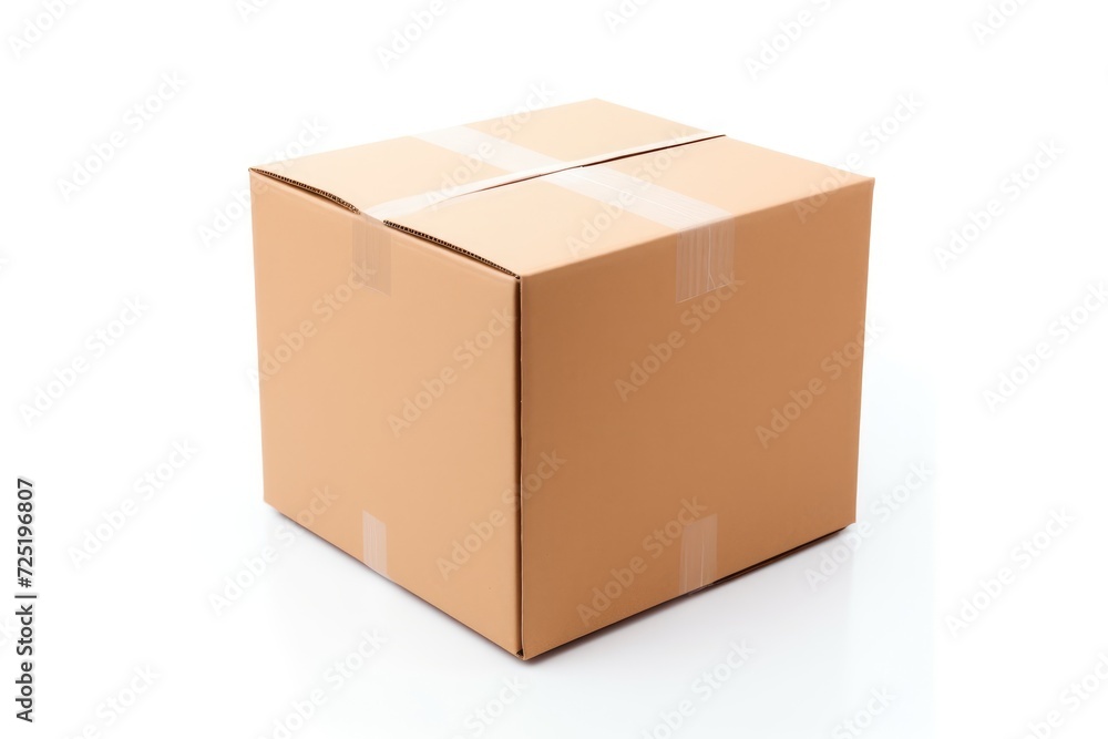 Close-up cardboard box on white background Close-up cardboard box on white background