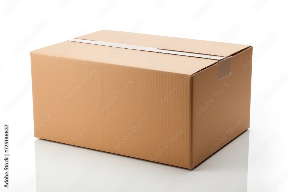 Close-up cardboard box on white background Close-up cardboard box on white background