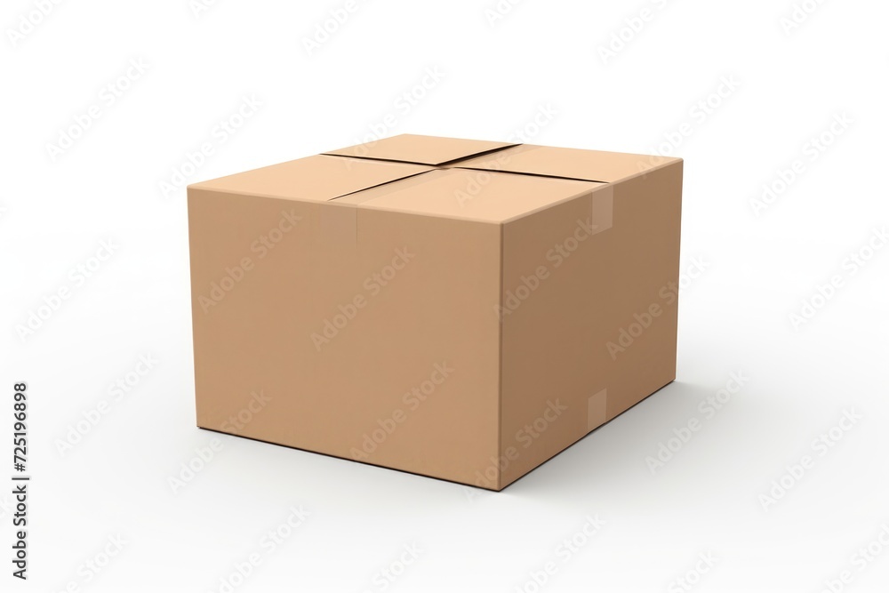 Close-up cardboard box on white background Close-up cardboard box on white background