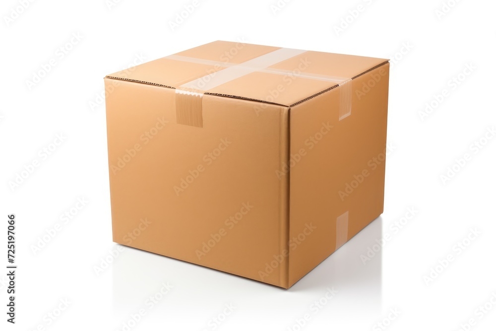 Close-up cardboard box on white background Close-up cardboard box on white background