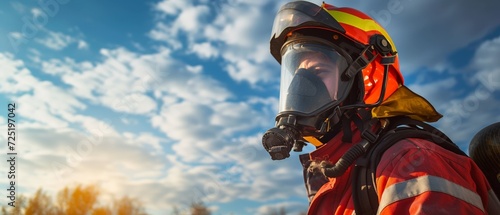 Brave Firefighter in Golden Hour Light. Generative AI.