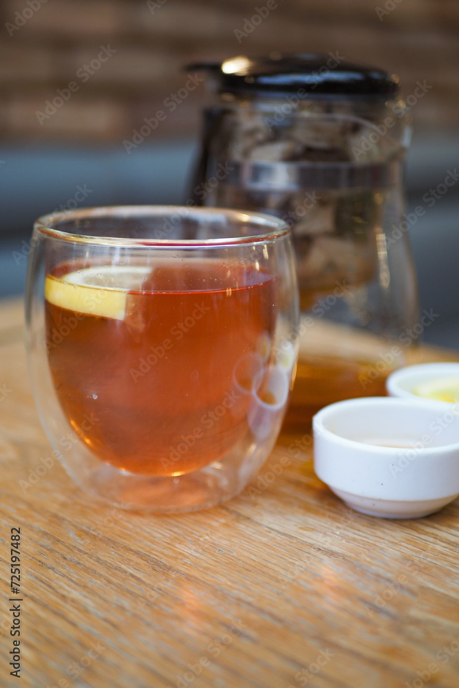 lemon tea and honey on table lemon tea and honey on table