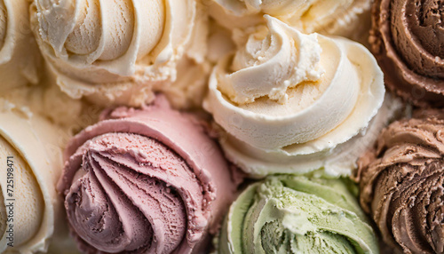 assorted color gelato scoops, creating a mouthwatering mosaic of frozen delight