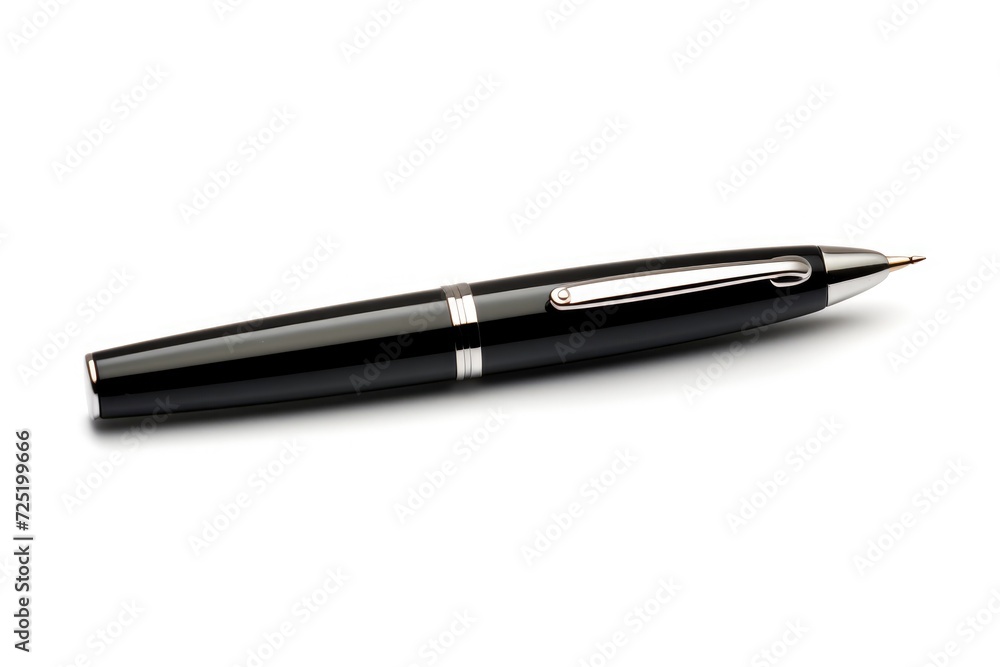 Close-up wooden pen on white background Close-up wooden pen on white background