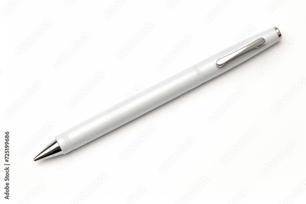 Close-up wooden pen on white background Close-up wooden pen on white background