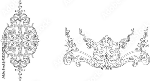 Vector sketch illustration of ethnic vintage classic motif decorative ornament design 