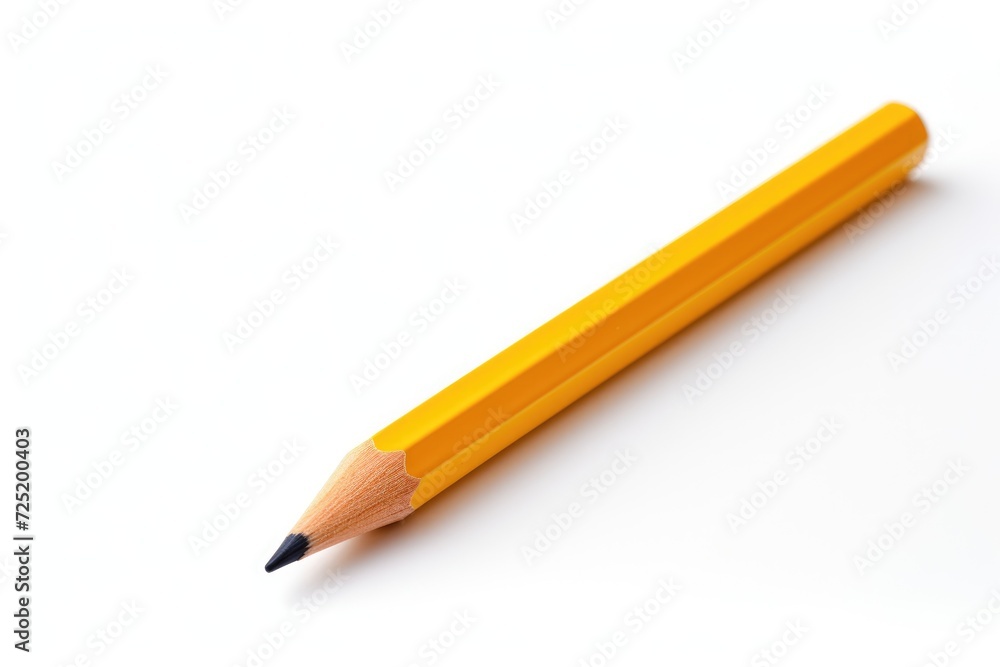 Close-up wooden pencil on white background