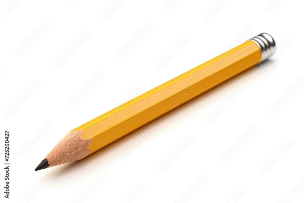 Close-up wooden pencil on white background Close-up wooden pencil on white background