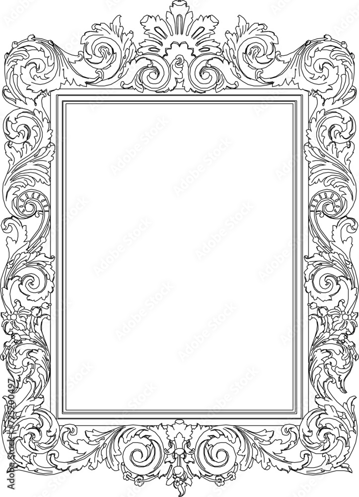 Vector sketch illustration of old ornamental frame design or traditional ethnic vintage classic motif Vector sketch illustration of old ornamental frame design or traditional ethnic vintage classic motif