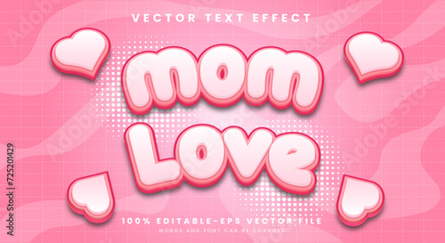 Mom Love happy mother's day pink cartoon editable text effect Template