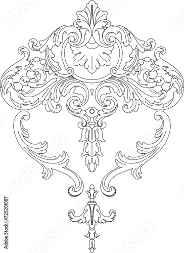 Vector sketch illustration of traditional floral ethnic vintage classic motif decorative ornament design