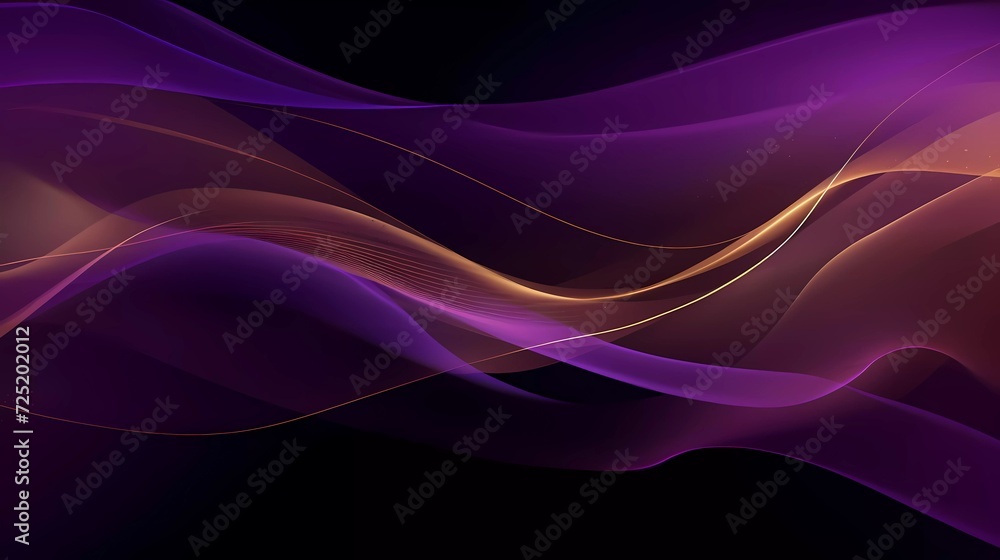 abstract purple background with net-shaped gold lines. generative ai