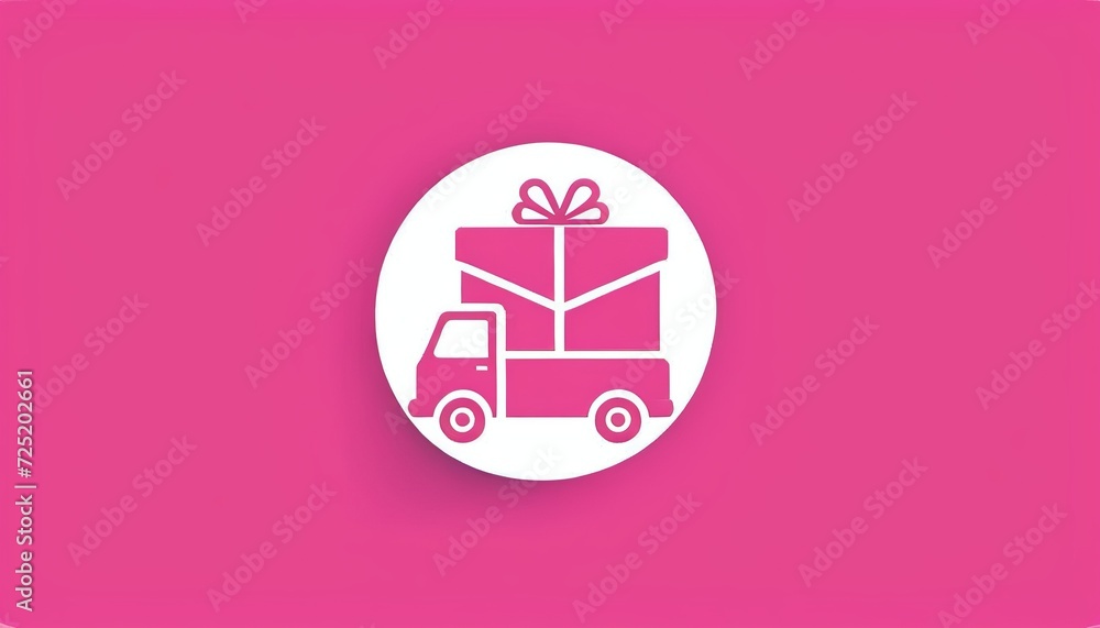 Money Delivery Icon: A Pink Colored Flat Iconic Symbol