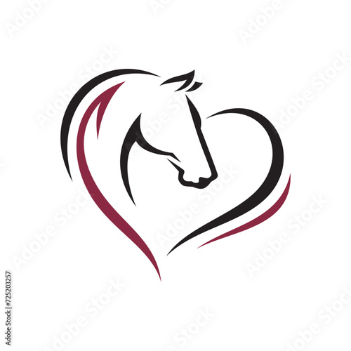Horse Love logo Design Vector illustration