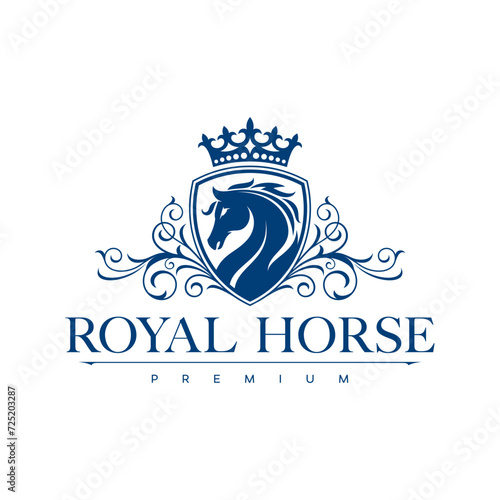 Golden Horse logo design. Elegant and luxury horse logo concept. Vector logo template. luxury premium vector logo with golden
