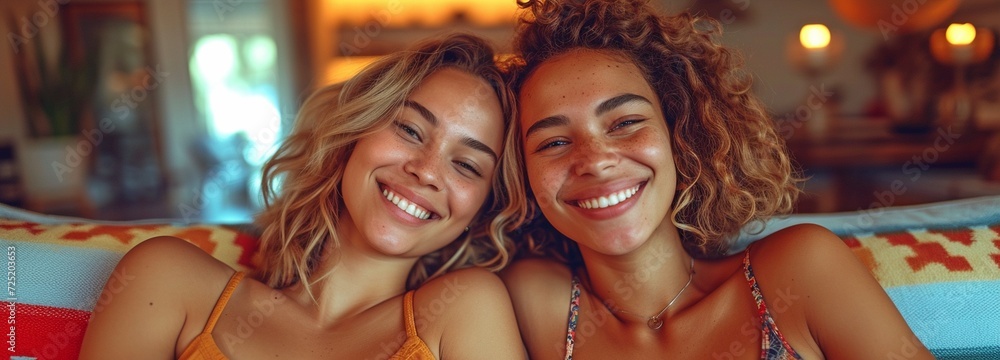 LGBTQ and diversity ideals, a loving, bonded homosexual-lesbian pair at home Spending time together, a lovely lesbian couple LGBTQ and diversity ideals, a loving, bonded homosexual-lesbian pair at home Spending time together, a lovely lesbian couple