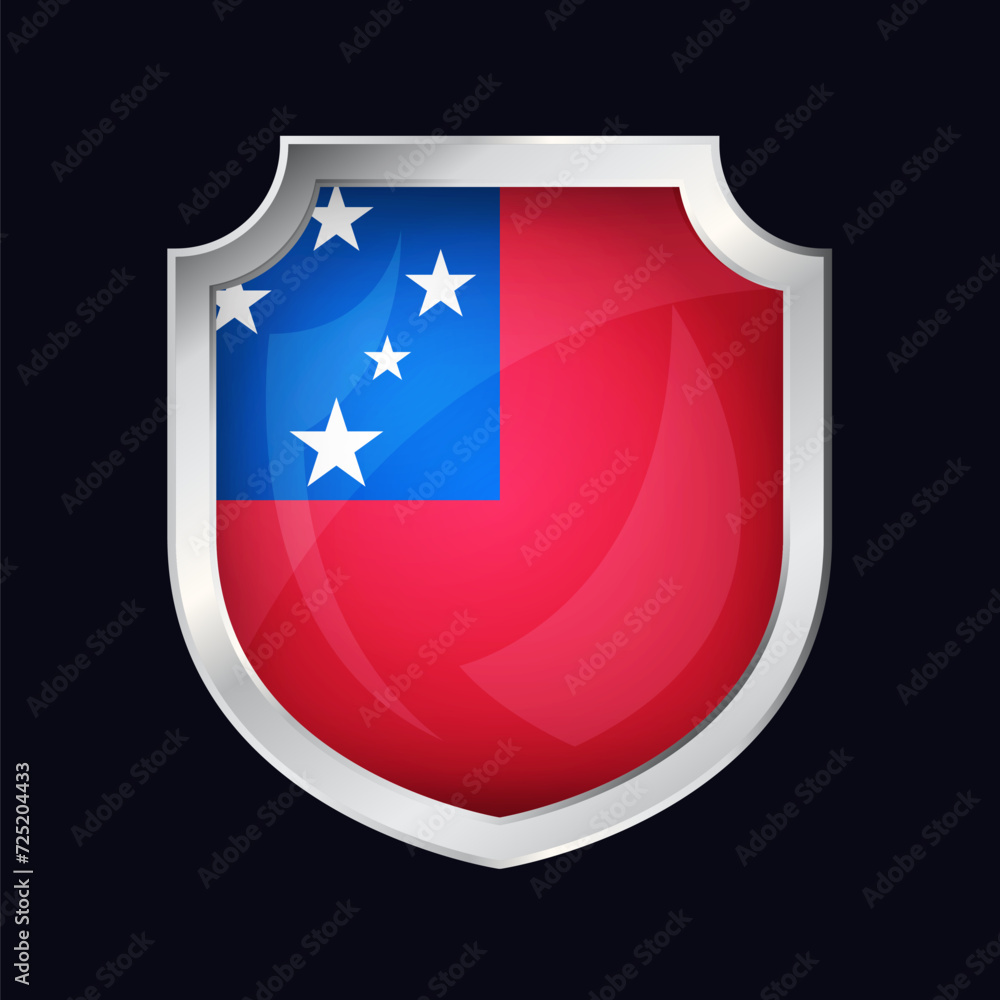 Samoa Silver Shield Flag Icon Samoa Silver Shield Flag Icon