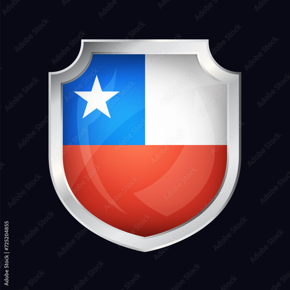 Chile Silver Shield Flag Icon Chile Silver Shield Flag Icon