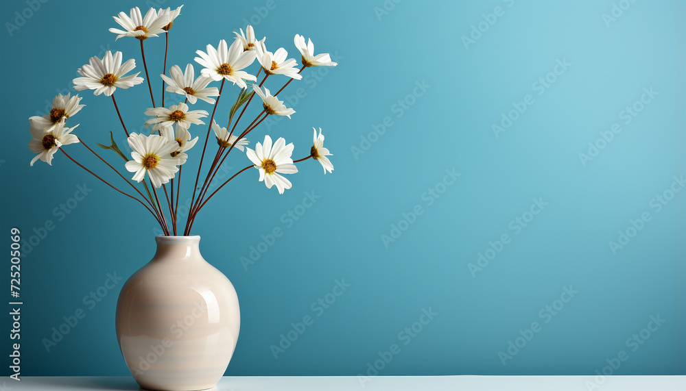 Freshness of summer a single daisy in a green vase generated by AI Freshness of summer a single daisy in a green vase generated by AI