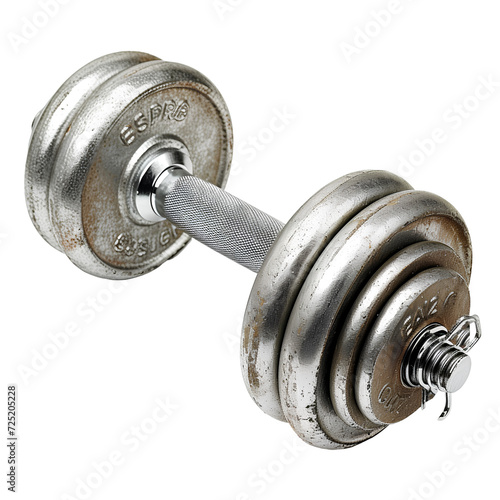 Sportive metal dumbbell, isolated on transparent background