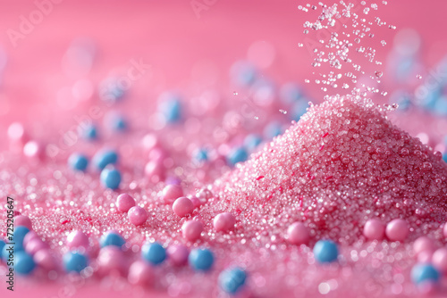 a pink background with colored sprinkles, in the style of animated gifs, christcore, pantonepunk, generative ai photo