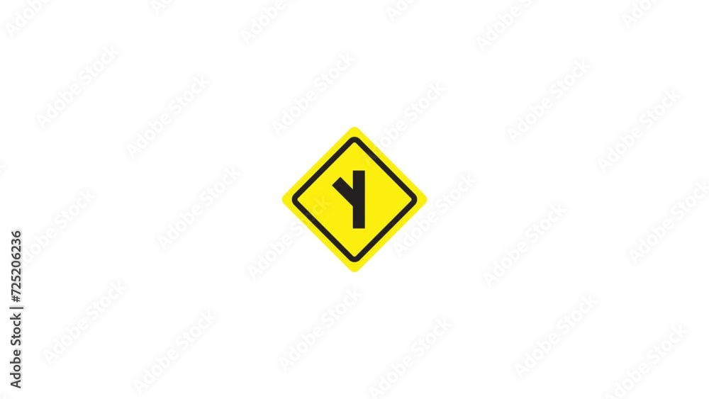 Side Road Left Diagonal Traffic Sign Icon Animation. Transparent background. 4K Video Side Road Left Diagonal Traffic Sign Icon Animation. Transparent background. 4K Video