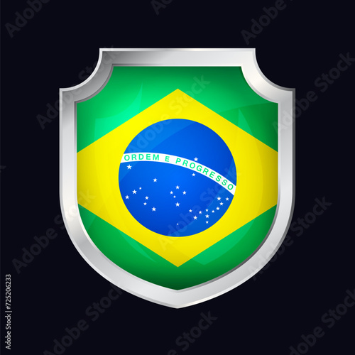 Brazil Silver Shield Flag Icon