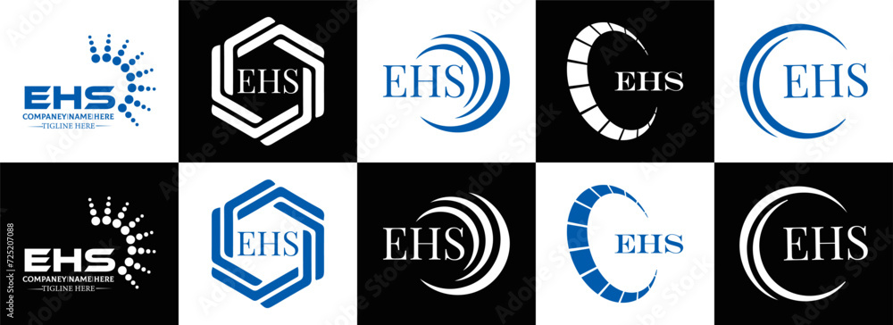 EHS logo. E H S design. EHS letter. EHS, E H S letter logo SET design. Initial letter EHS linked circle uppercase monogram logo. E H S letter logo SET vector design. EHS letter logo design	
