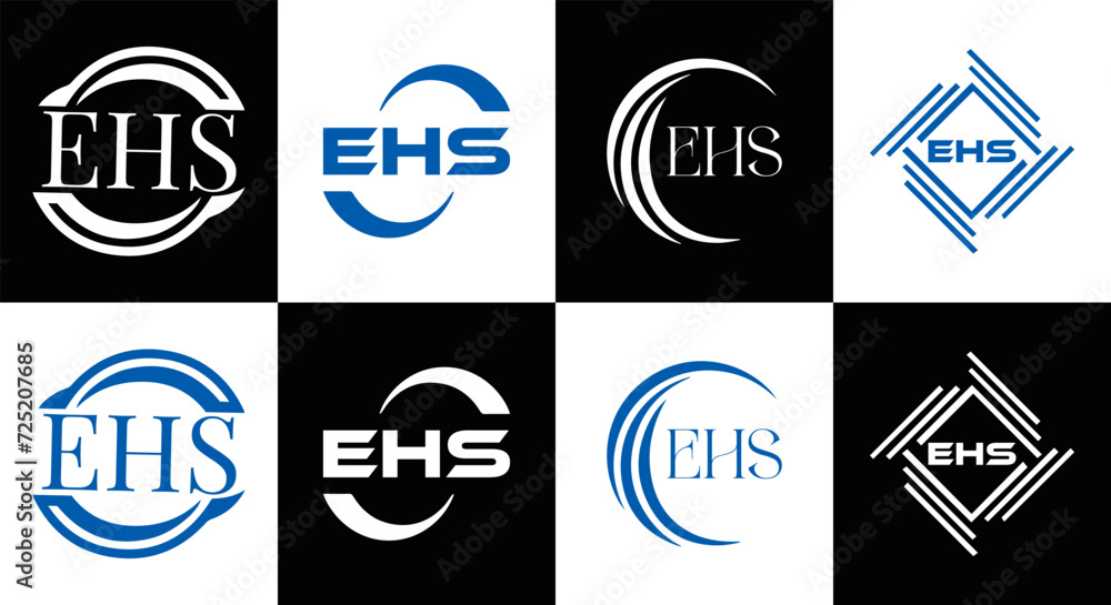 EHS logo. E H S design. EHS letter. EHS, E H S letter logo SET design. Initial letter EHS linked circle uppercase monogram logo. E H S letter logo SET vector design. EHS letter logo design	
