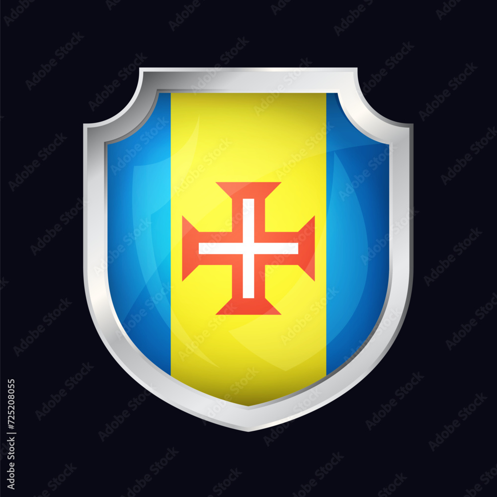 Obraz premium Madeira Silver Shield Flag Icon