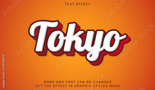 Photography Tokyo text effect template in 3d design