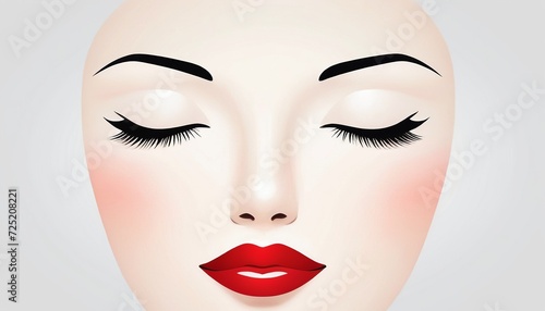 Eyes Closed  Red Lips  A Pretty Girl in Vector Art