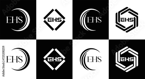 EHS logo. E H S design. EHS letter. EHS, E H S letter logo SET design. Initial letter EHS linked circle uppercase monogram logo. E H S letter logo SET vector design. EHS letter logo design 