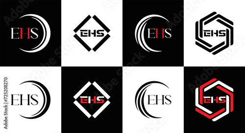 EHS logo. E H S design. EHS letter. EHS, E H S letter logo SET design. Initial letter EHS linked circle uppercase monogram logo. E H S letter logo SET vector design. EHS letter logo design 