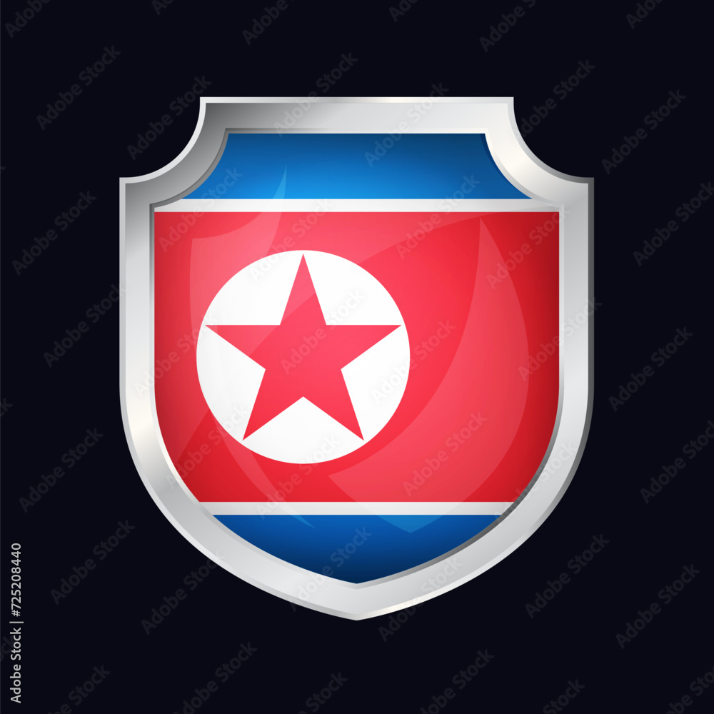 North Korea Silver Shield Flag Icon North Korea Silver Shield Flag Icon