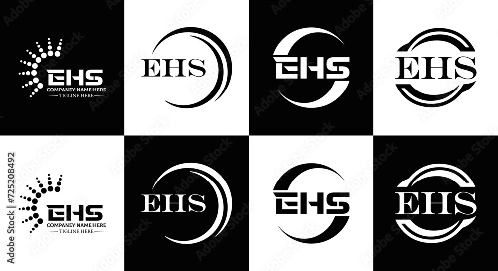 EHS logo. E H S design. EHS letter. EHS, E H S letter logo SET design. Initial letter EHS linked circle uppercase monogram logo. E H S letter logo SET vector design. EHS letter logo design	

