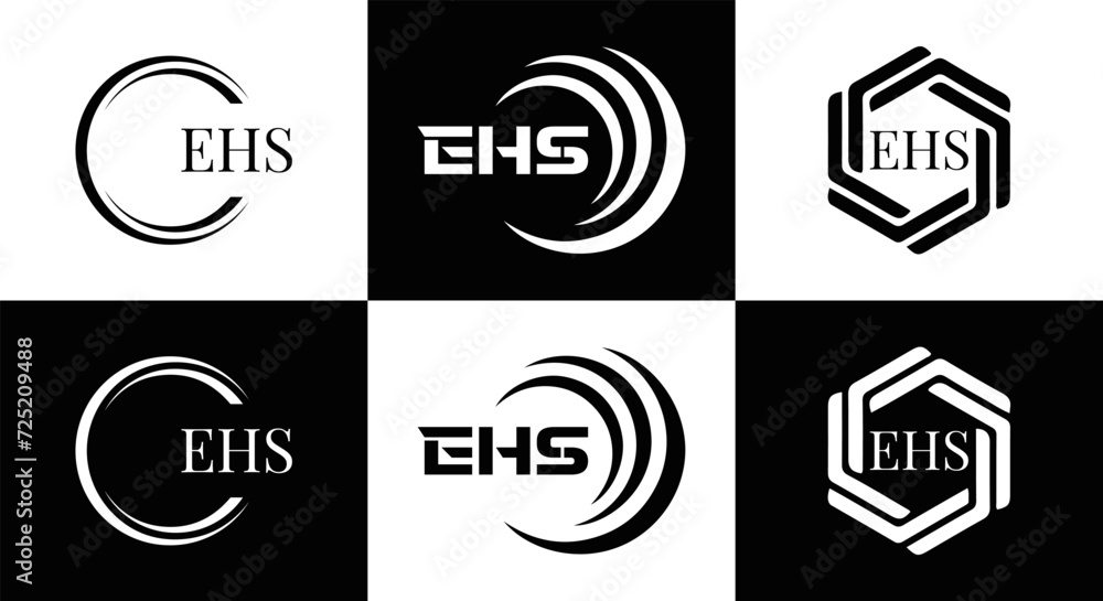 EHS logo. E H S design. WhitE H SHS letter. EHS, E H S letter logo SET design. Initial letter EHS linked circle uppercase monogram logo. E H S letter logo SET vector design. EHS letter logo design	
