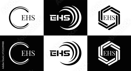 EHS logo. E H S design. WhitE H SHS letter. EHS, E H S letter logo SET design. Initial letter EHS linked circle uppercase monogram logo. E H S letter logo SET vector design. EHS letter logo design 