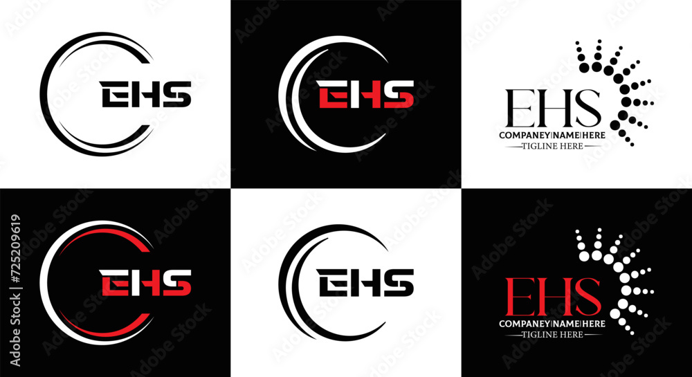 EHS logo. E H S design. WhitE H SHS letter. EHS, E H S letter logo SET ...