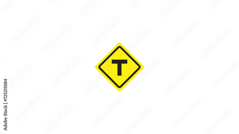 T Intersection Sign Icon Animation. Transparent background. 4K Video T Intersection Sign Icon Animation. Transparent background. 4K Video