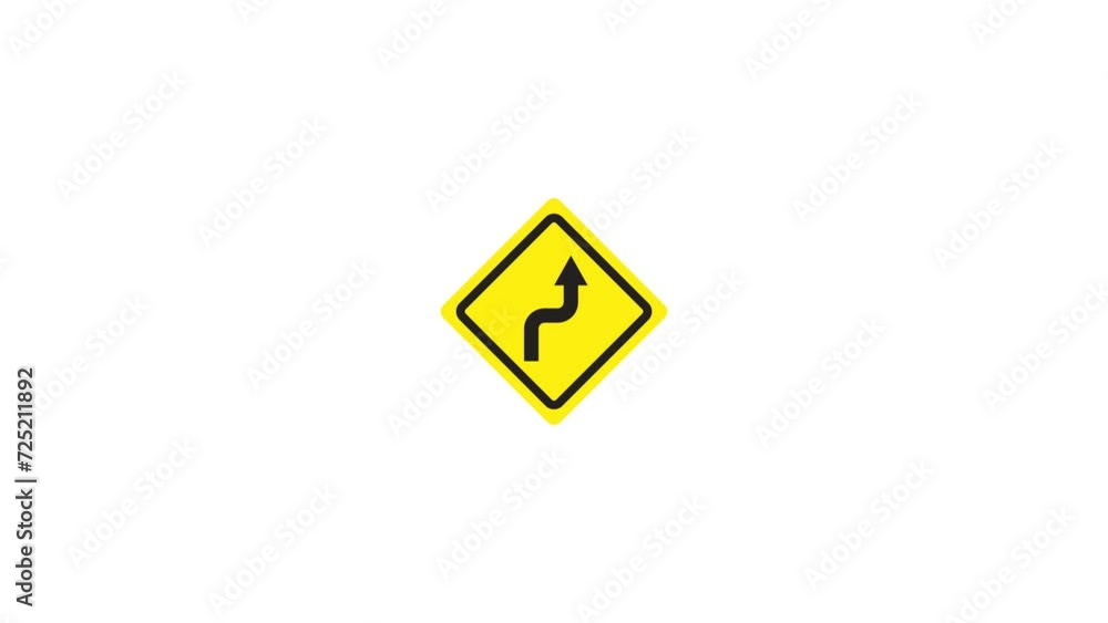 Reverse turn right traffic sign icon animation. Transparent background. 4K Video Reverse turn right traffic sign icon animation. Transparent background. 4K Video