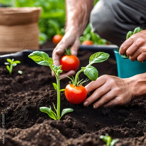 person planting tomato